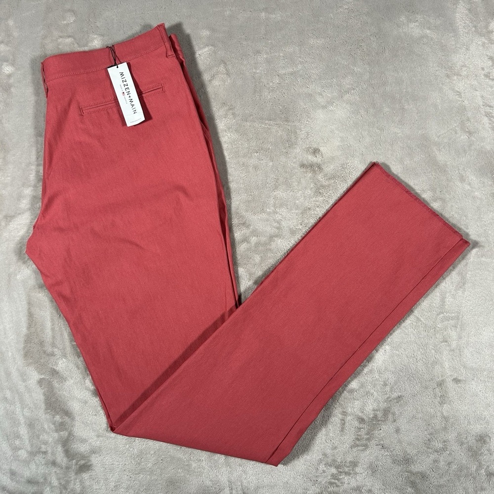 Mizzen + Main Helmsman Pant Mens 34x36 Salmon Pink Performance Chino Golf NWT